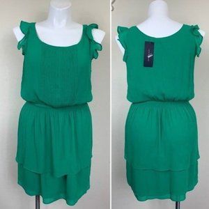 Tommy Hilfiger Green pleated ruffle mini dress NWT size Large
